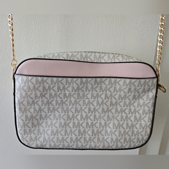 Michael Kors Jet Set Logo Gray and Pink Crossbody Bag EUC - Picture 8 of 11
